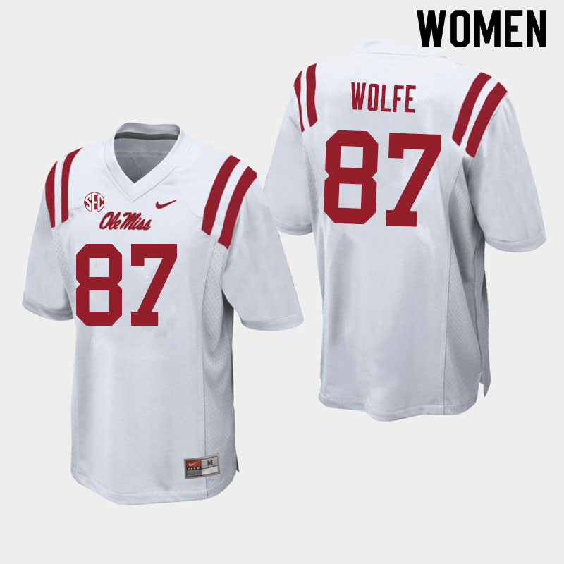 Hudson Wolfe Ole Miss Rebels NCAA Women's White #87 Stitched Limited College Football Jersey AZV7458YE